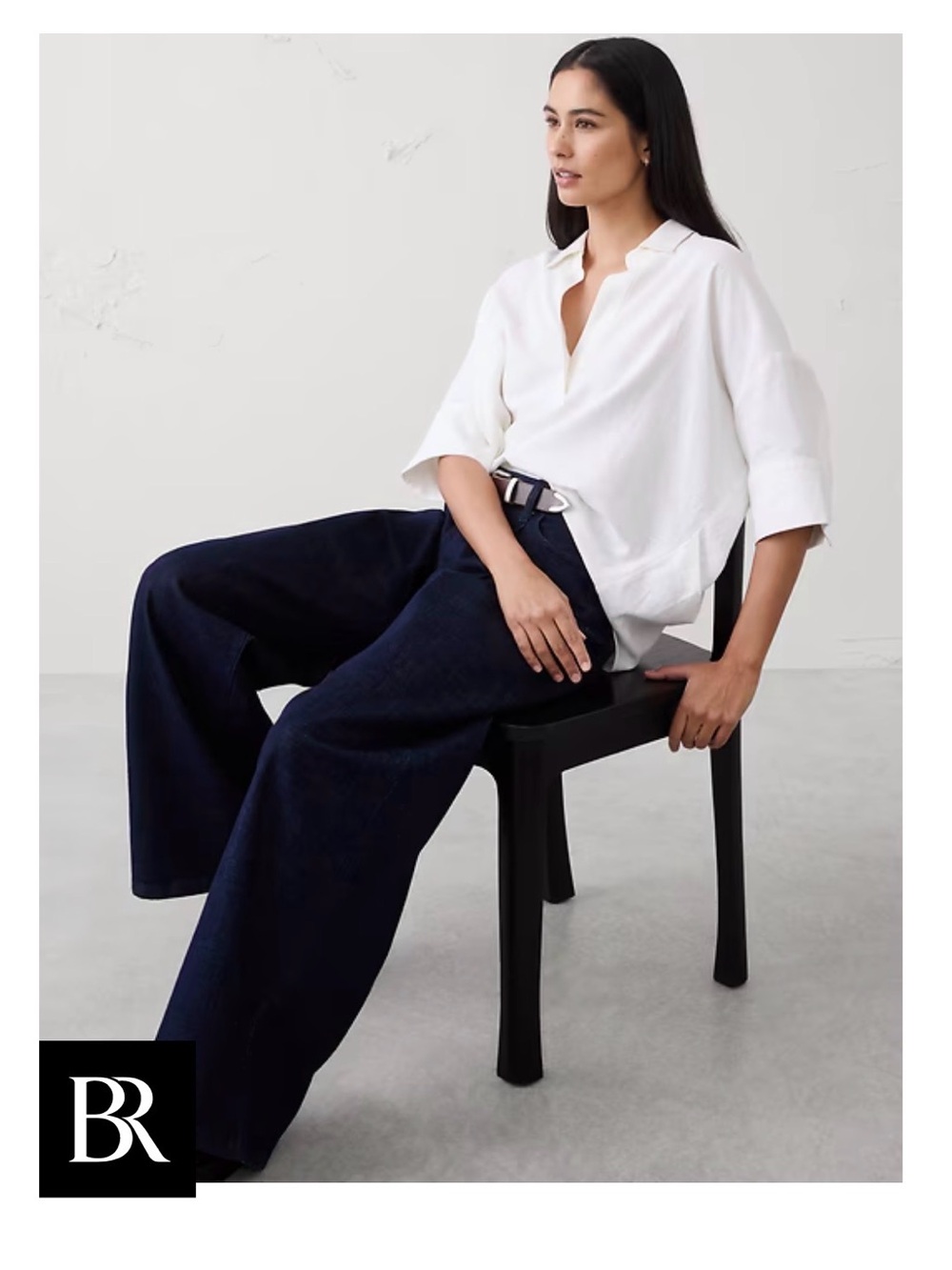 Banana Republic Cream Linen-Blend Top